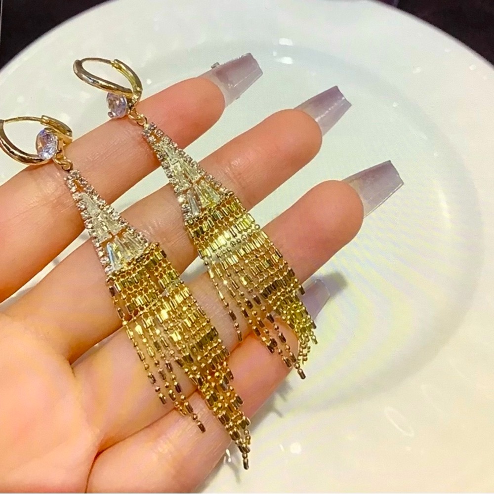 Exquisite Dazzle Tassel Earrings